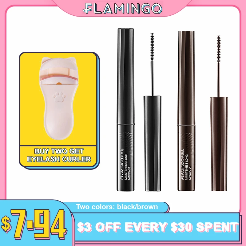 

FLAMINGO Fine Mascara Cosmetics Naturally Curly Slender Waterproof Long-lasting Make Up Mascara Fine Brush Tip Maquillage