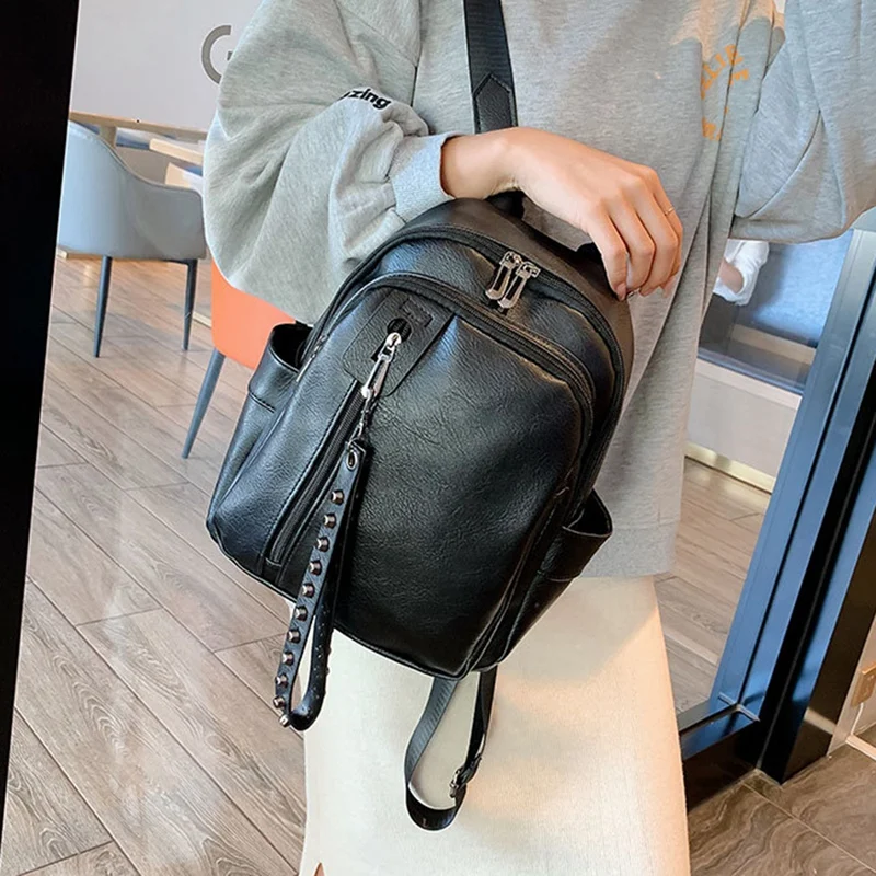 

Ladies PU Leather Backpack Women Fashion Backpack Retro Shoulder Bag School Bag Backpack