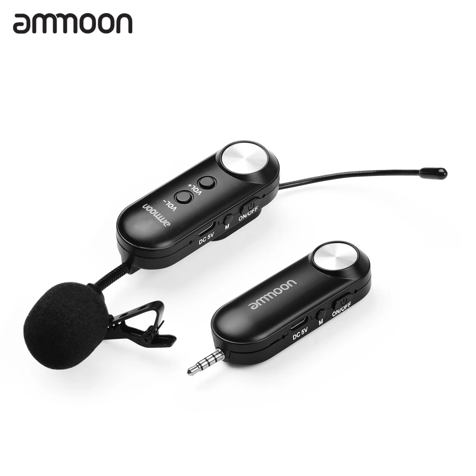 

ammoon U260 Mobile Phone Version UHF Multi-Purpose Wireless Microphone Lavalier Lapel Condenser Microphone Transmitter Receiver