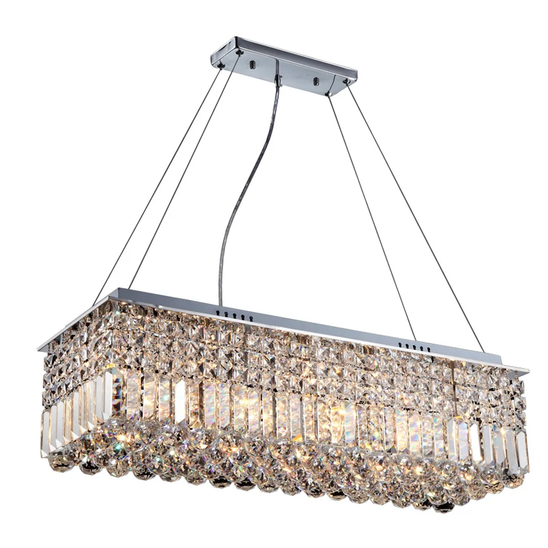 LED Modern Rectangular Crystal Chandelier Light Fixture Lamp Hanging for Living Room Dining Restaurant Decoration | Лампы и освещение