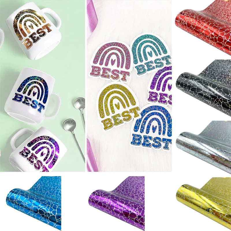 Голографический Радужный камень растрескивающийся виниловый стикер с рисунком