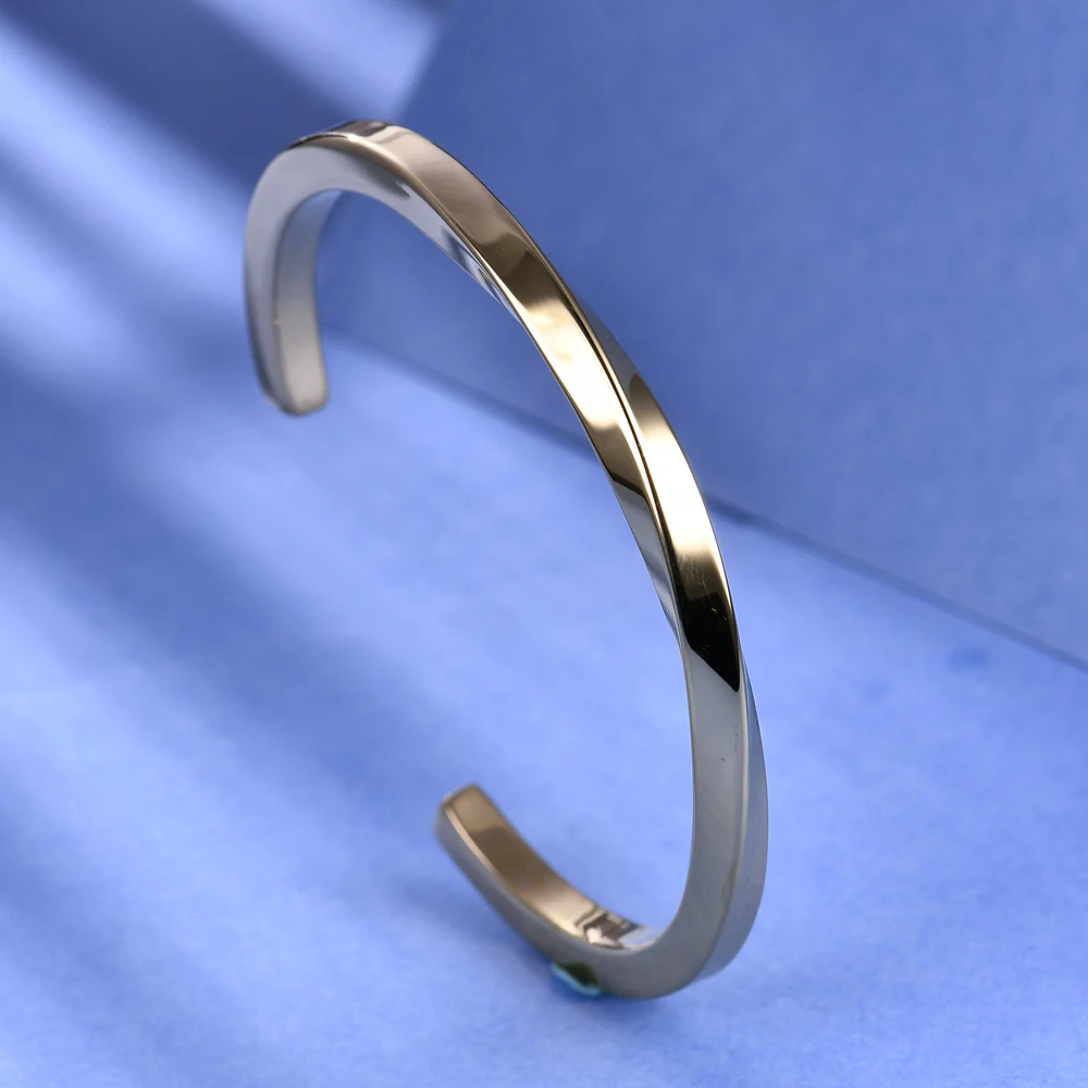 Vintage Mobius Twist Bracelet For Men Stainless Steel High Quality Cuff Bangle Black Gold Silver Rose Color Punk Jewelry |