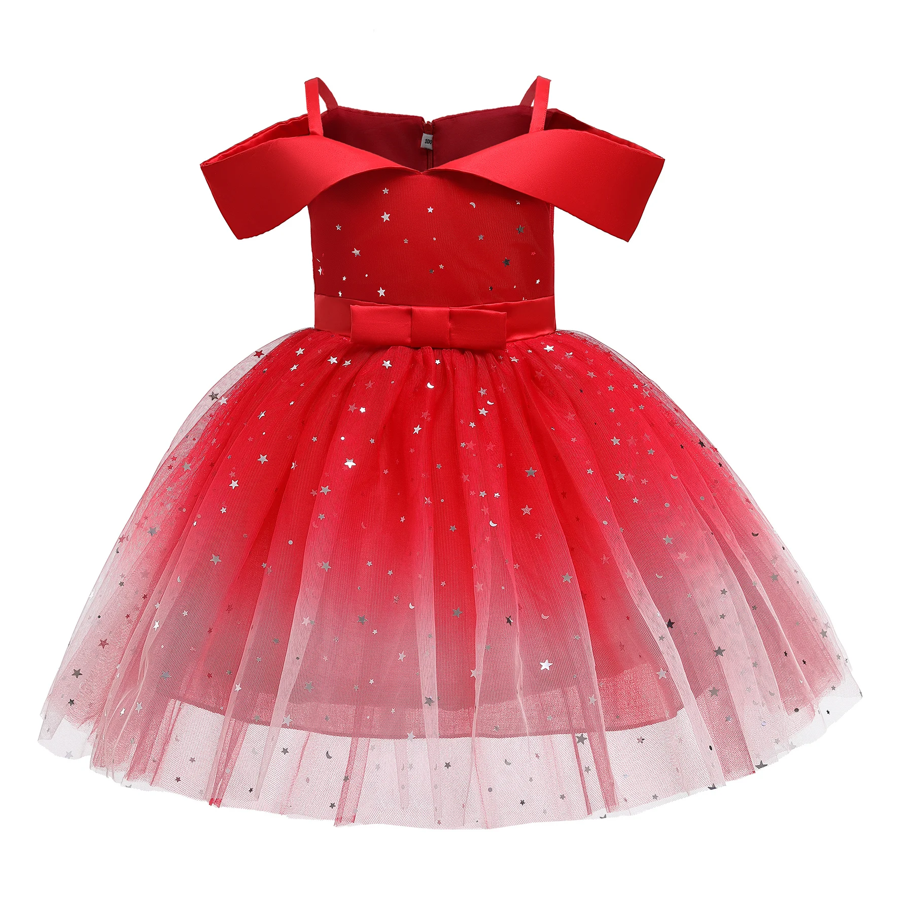 2-10 Years Girl Kid's Elegant Christmas Party Dresses Sequins Tulle Pageant Princess Dress Children Ball Gowns Formal Costume