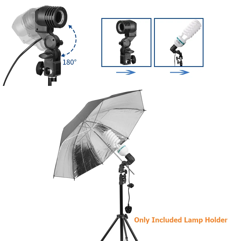 Держатель лампы E27 с одной головкой держатель для вспышки зонта фотоосвещения