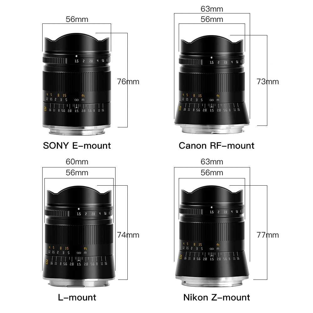 Объектив TTArtisan для камеры 21 мм F1.5 Полная поддержка ручной фокусировки Sony E Canon RF Nikon