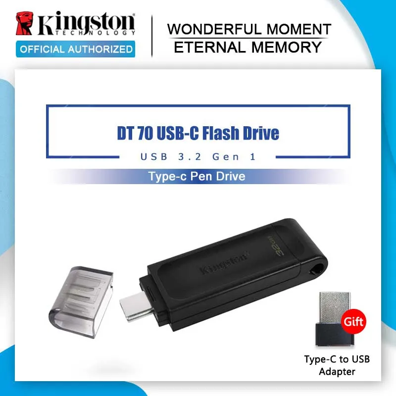 Флеш накопитель Kingston USB C DT70 32 ГБ 64 128 флешка 3 2 Gen 1 Type c для ноутбуков планшетов и