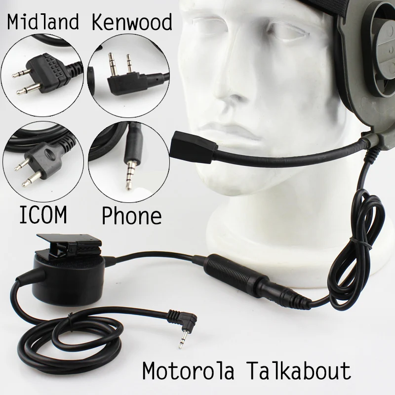 

Tactical TCI PPT Headset Radio Push to Talk Cable Interphone Walkie talkie For Motorola Midland Phone ICOM Kenwood/Baofeng Plug