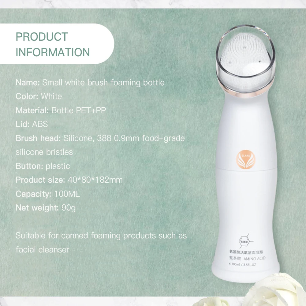 

100 Ml Foaming Bottle Soft Brush Travel Bottle Refillable Bottle Bubble Cleansing Pore Deep Facial Skin Care Face Beauty Tool
