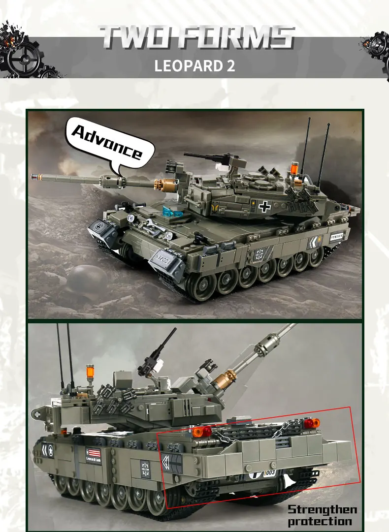632003 главный боевой танк Leopard 2, набор строительных блоков, кирпичи, сборные, сделай сам, развивающие игрушки на день рождения, веселые рождественские подарки