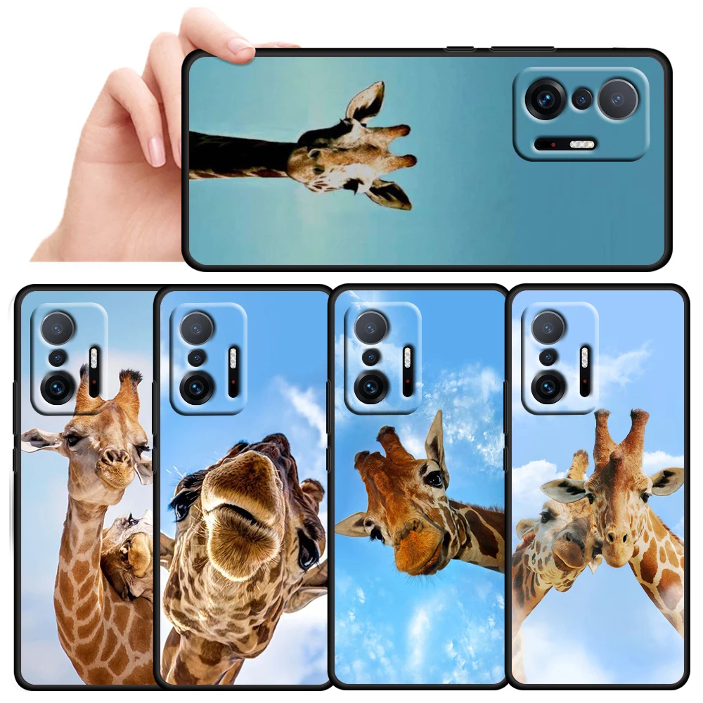 

Cute Animal Giraffe Kawaii for Xiaomi Mi 11T 11i 10T 10i 9T 8 A3 K30S K30T Pro Lite Ultra 5G Silicone Black Phone Case Cover