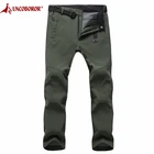 Зимние теплые мужские повседневные эластичные брюки на флисе из Акульей кожи, длинные брюки, брюки мужские тактические армейские брюки карго работать Водонепроницаемый брюки