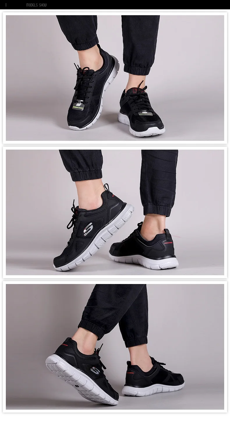 Skechers/обувь для мужчин; Повседневная Удобная обувь; сетчатые кроссовки; дышащая прогулочная обувь для мужчин; высокое качество; 52631-BKRD