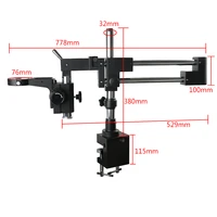 double arm boom stand clip bracket for binocular trinocular stereo zoom microscope pcb industry lab microscopio