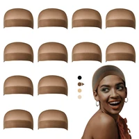 12 pcs high quality elastic wig cap stretch stocking breathable wig caps for making hair tidy