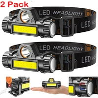 d2 2 pack waterproof led headlamp headlight head light usb rechargeable flashlight outdoor camping fishing torch work light lamp