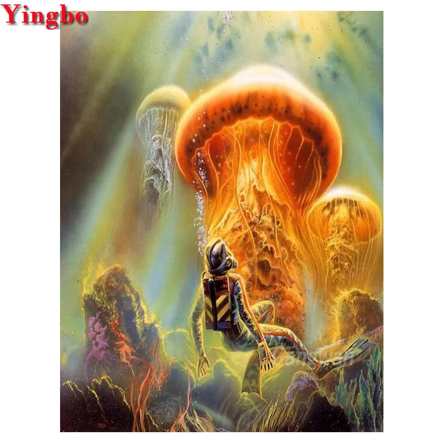 Алмазная краска полная квадратная/круглая 5D DIY медузы подводный мир Daimond вышивка