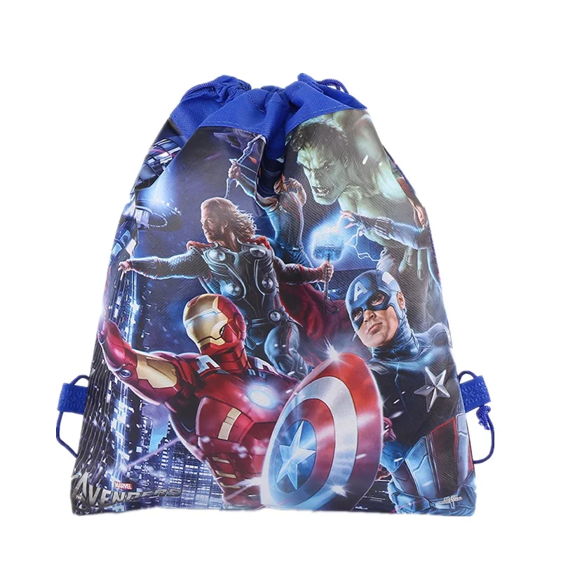 Drawstring bag 1pcs 10 шт./партия, вечерние бумажные стаканчики с изображением Мстителей, украшения для дня рождения, тематический фестиваль для детей, девочек и мальчиков - Цвет: Drawstring bag 1pcs