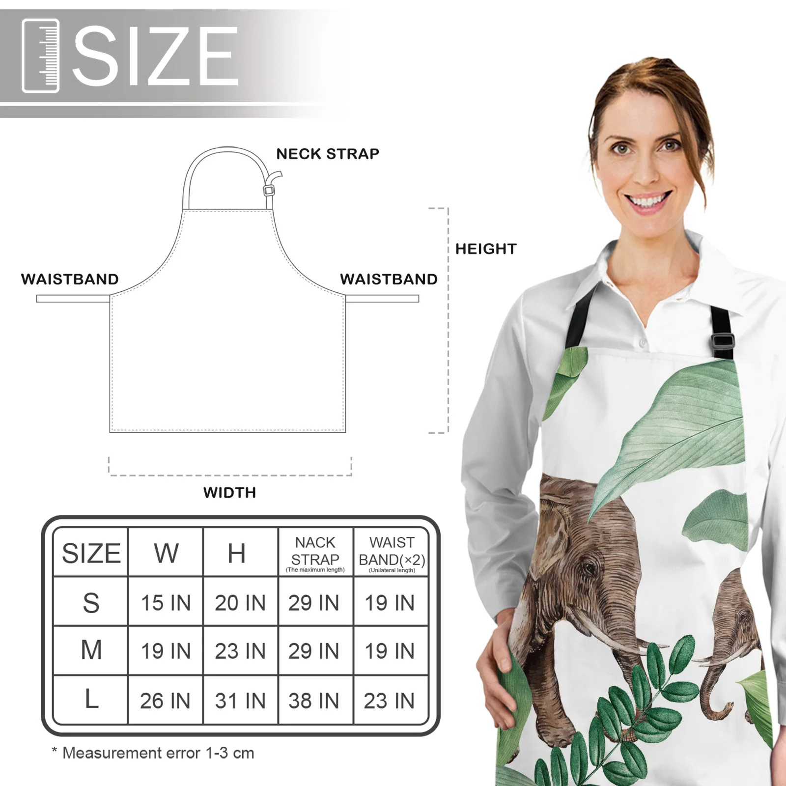 

Tropical Plants Africa Elephant Printed Kitchen Cooking Baking Aprons Canvas Sleeveless For Women Man Kids Home Delantal Cocina