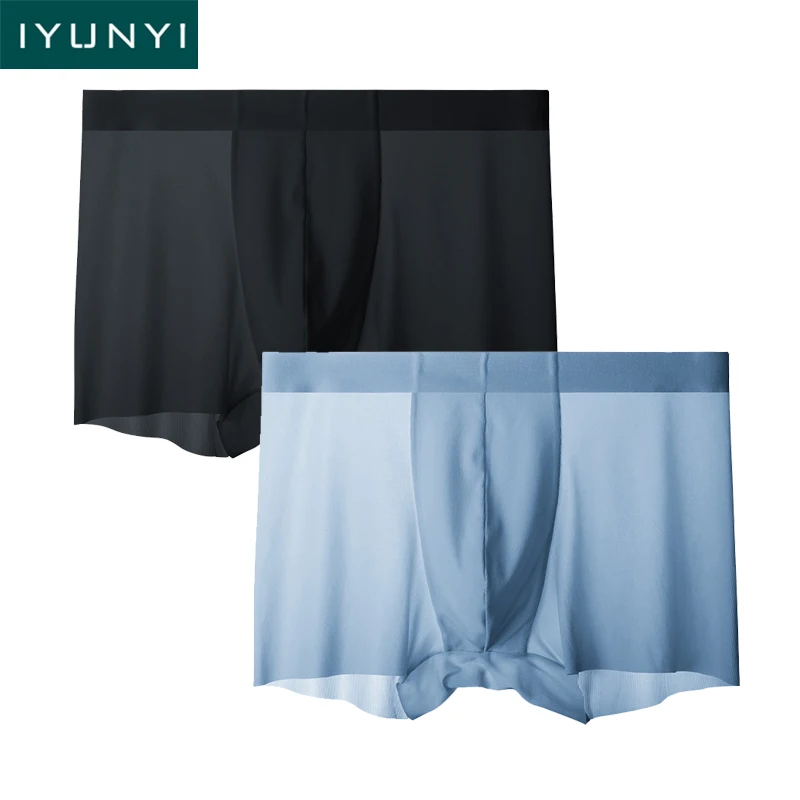 IYUNYI 2 шт./лот бесшовные Для мужчин Underear трусы боксеры из Ice Silk шорты прозрачный с