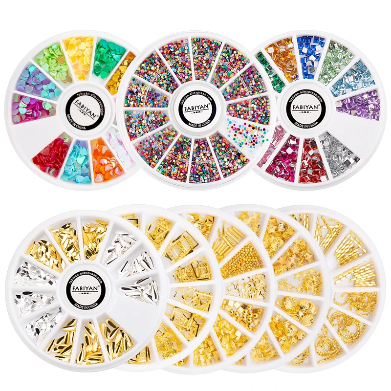 Colorful Flame Shell Stone Drop Acrylic Flat Back Nail Art Wheel Gem Crystal Glitter Polish UV 3D Tips Manicure Tools Decoration | Красота и