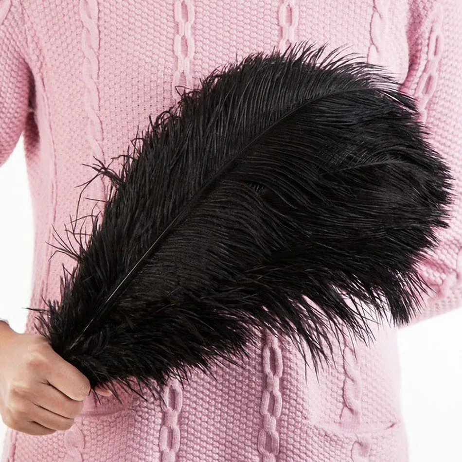 

20Pcs Black Party Feather Ostrich Plume Natural Feather Crafts DIY Wedding Christmas Decor Large Feather Jewelry Making 15-70CM