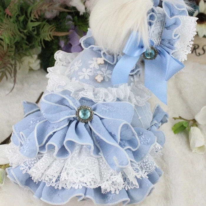 Новинка 2021 одежда для домашних животных голубая Одежда собак в стиле горничной