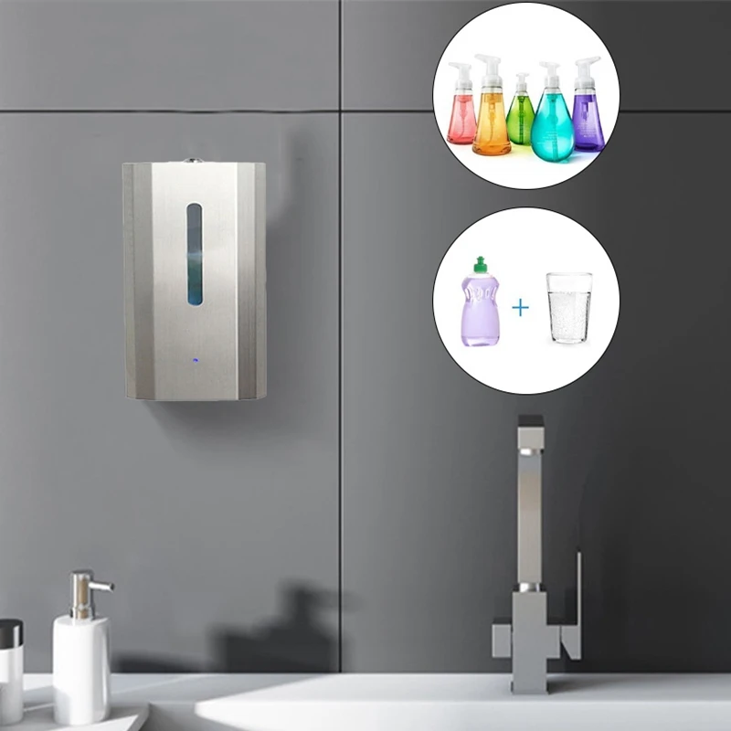 

Soap Dispenser 600ML,Automatic Sensor Stainless Steel Touchless Wall Mount Hand Sanitizers Dispenser