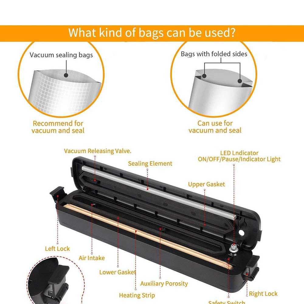 

Food Vacuum Sealer Packaging Machine Automatic Vacuum Sealing Machine Kitchen Food Fresh-keeping Saver Food Preservation