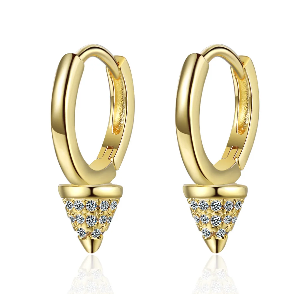 

WANGAIYAO earrings female sweet inlaid zirconium diamond three-dimensional conical ear buckle geometric earrings female