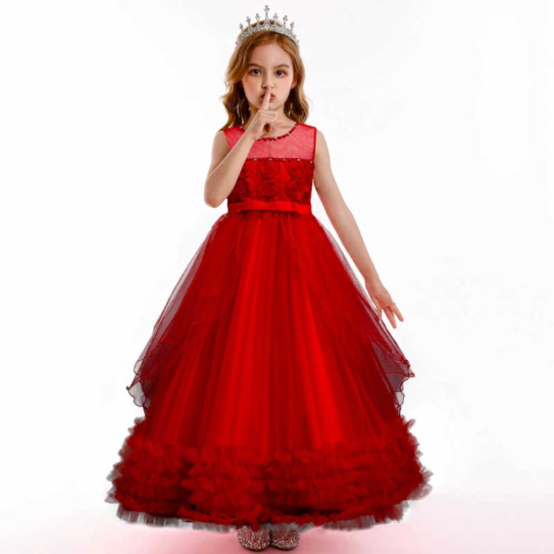 

Vintage Flower Girls Dress for Wedding Evening Children Princess Party Pageant Long Gown Kids Dresses for Girls Formal Clothes