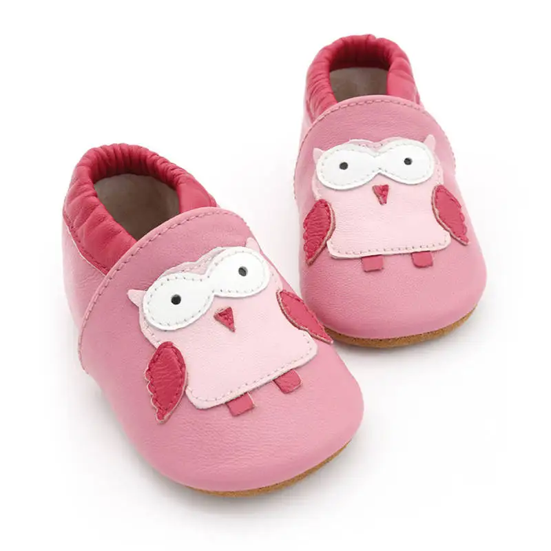 Pink Owl Натуральная кожа Мальчики Обувь для новорожденных детей детские пинетки животных на мягкой подошве для младенцев Осенняя детская кроватка обувь Moccasions - Цвет: Pink Owl