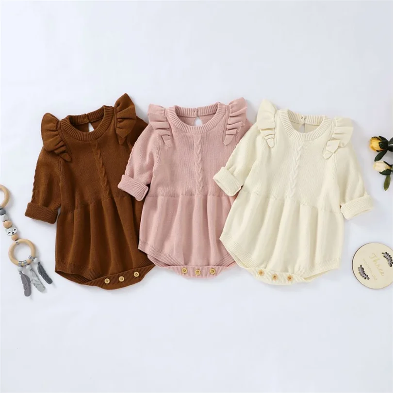 Вязаная детская одежда осенне-зимний комбинезон для новорожденных детский