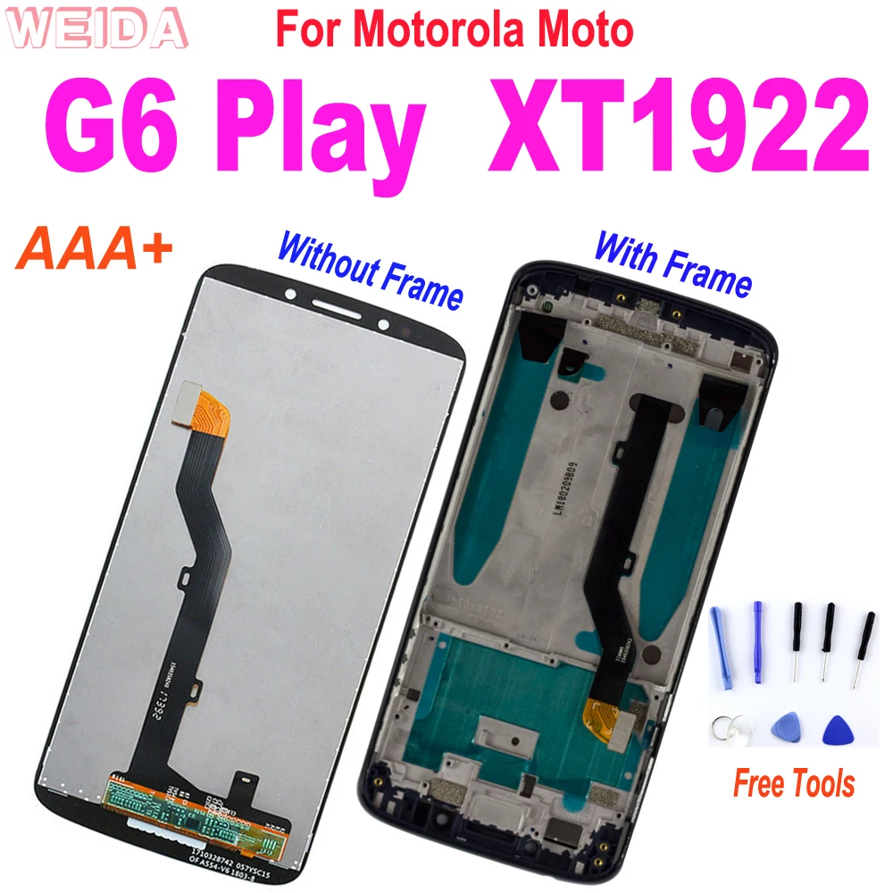 Фото Для Motorola Moto G6 Play XT1922 сборка ЖК-дисплея с сенсорным экраном и цифровым дигитайзером с рамкой, запасные части для.