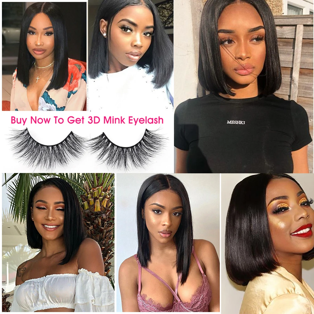 Индийские прямые человеческие волосы на переднюю часть парик с коротким Бобом