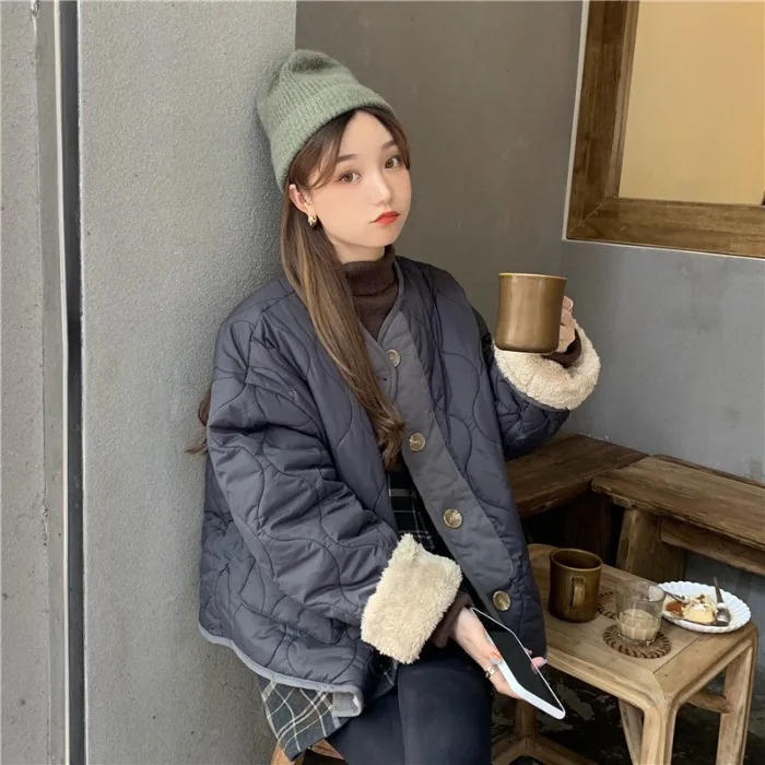 2023 New Outwear Winter Jacket Warm OL Work Coats Thick Warm Women Parkas Double Wear Faux Lamb Wool Liner Parka Female Coat