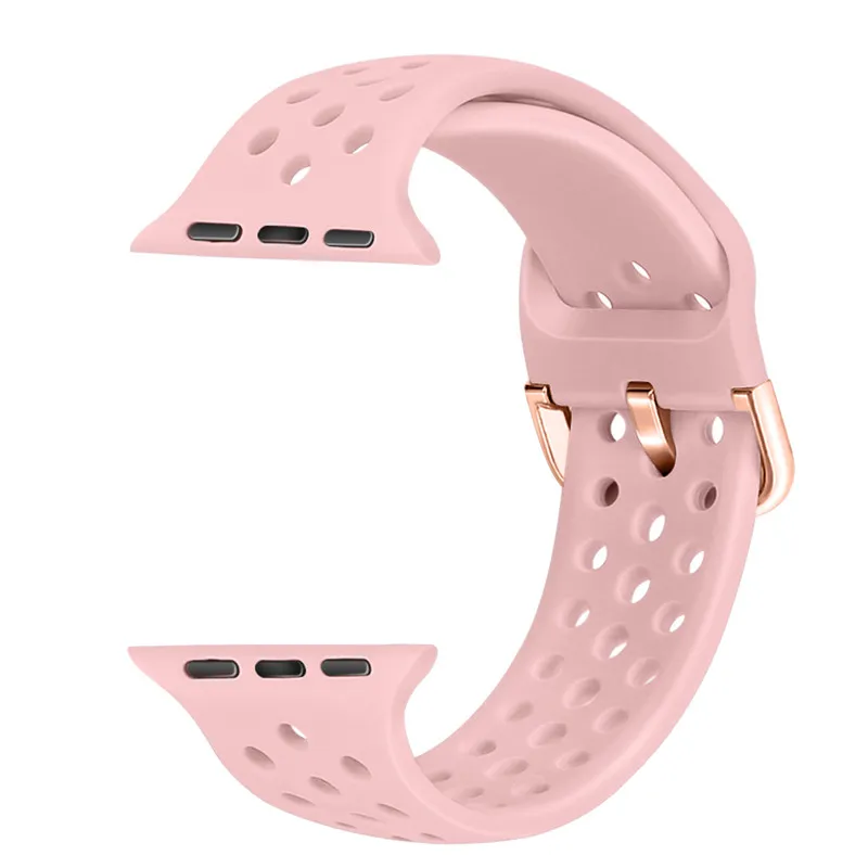 light pink Ремешок для apple watch группа 4, версия 1, 2, 3, ремешок 44/40 мм силиконовый браслет для наручных часов iwatch серии, версия 1, 2, 3, ремешок 38, 42 мм, версия дышащий Браслет аксессуар - Цвет ремешка: light pink