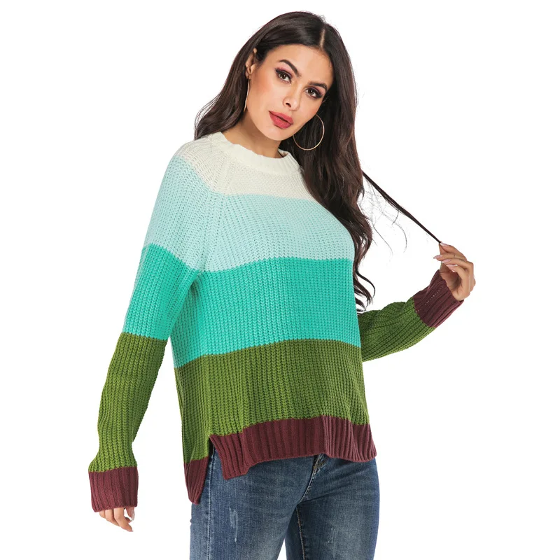 

Casual Solid Color Crew Neck Long Sleeve Overhead Knitting Sweater