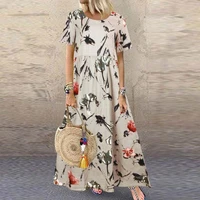 maxi dress for women 2021 summer printed boho loose sundress vestidos casual short sleeve female high waist robe femme fashion
