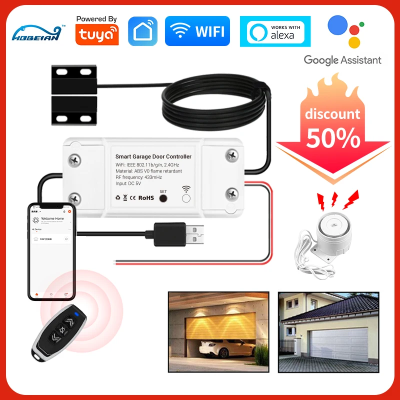 

Tuya smart Garage Door Sensor Opener Controller WiFi Switch electronic lock Automation for gates alarm siren alexa google homeki