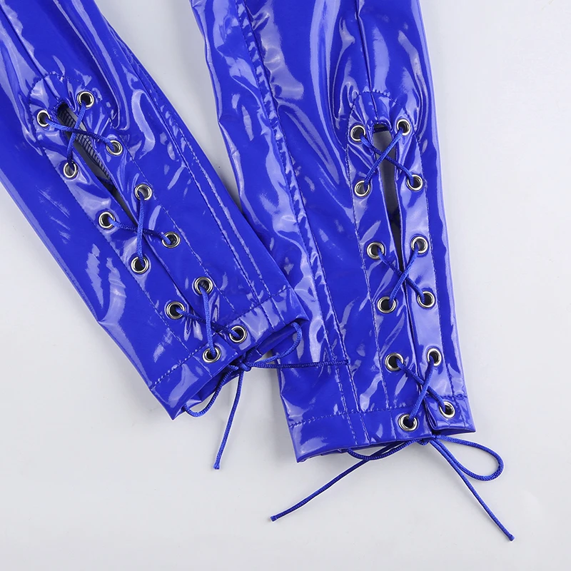 

BIIKPIIK Zipper Casual Lounge Wear Fashion Two Piece sets Bodycon Drawstring Leather Women Suits Solid Streetwear Female Set