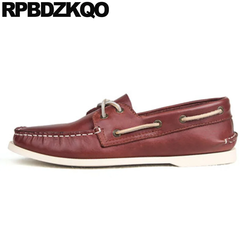 Italy Real Leather Cowhide British Style Men Shoes Luxury Brand Spring Brush High Quality Driving Genuine Boat Brown Rubber | Обувь