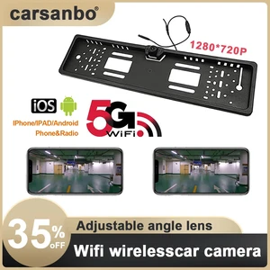 5g wifi car rear view front view camera wireless european car license plate frame reverse camera for ios android mobile phone