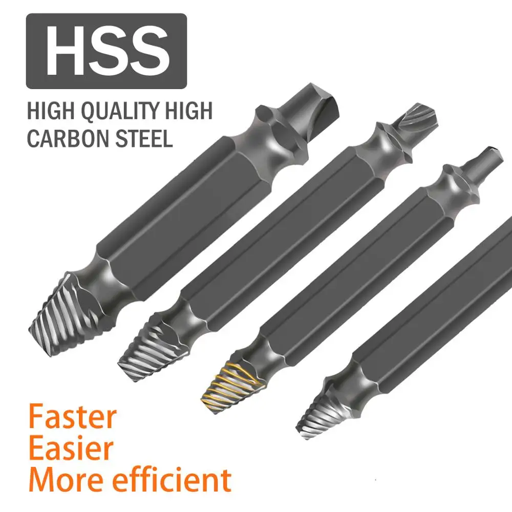 4pcs/set Material Damaged Screw Extractor Drill Bits Guide Set Broken Speed Out Easy out Bolt Stud Stripped Remover Tool | Инструменты
