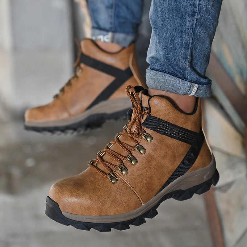

2020 Work Boots For Men Anti-smashing Steel Toe Cap Safety Shoes Indestructible Work Shoes Men's Boots outdoor for Dropshipping