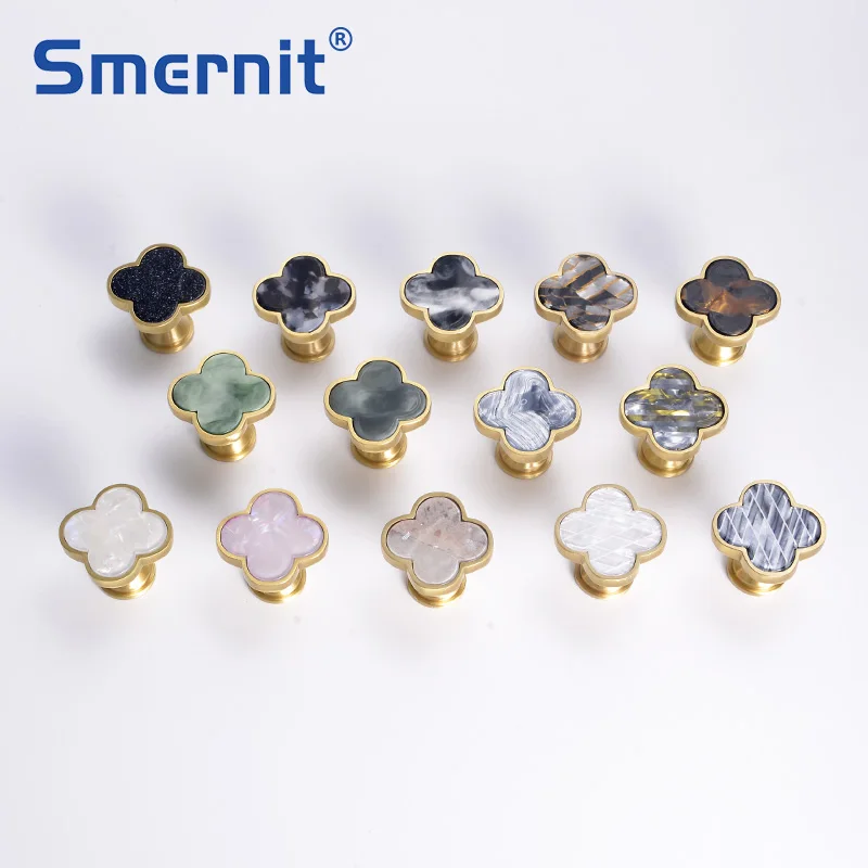 Четыре листа клевера латунные дверные ручки и для кухонного шкафа ящика дверного