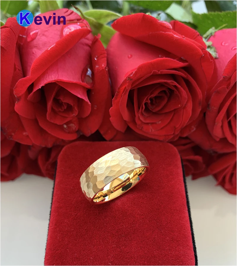 Желтое золото обручальное кольцо для мужчин женщин многогранная матовая отделка