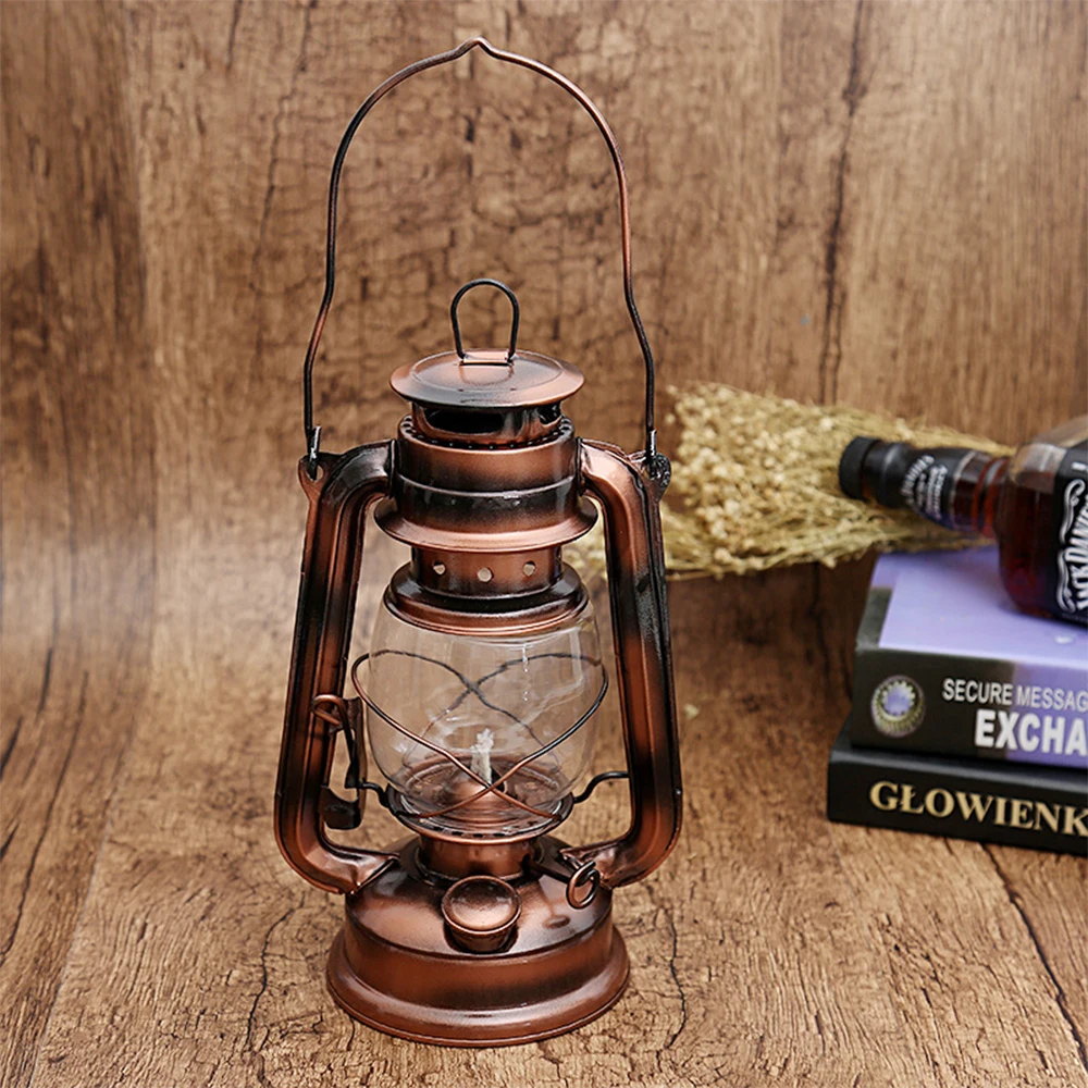 

25cm Retro Classic Kerosene Lamp 6 Colors LED Camping Kerosene Lanterns Wick Portable Lights Portable Lights Adornment Oil Lamp