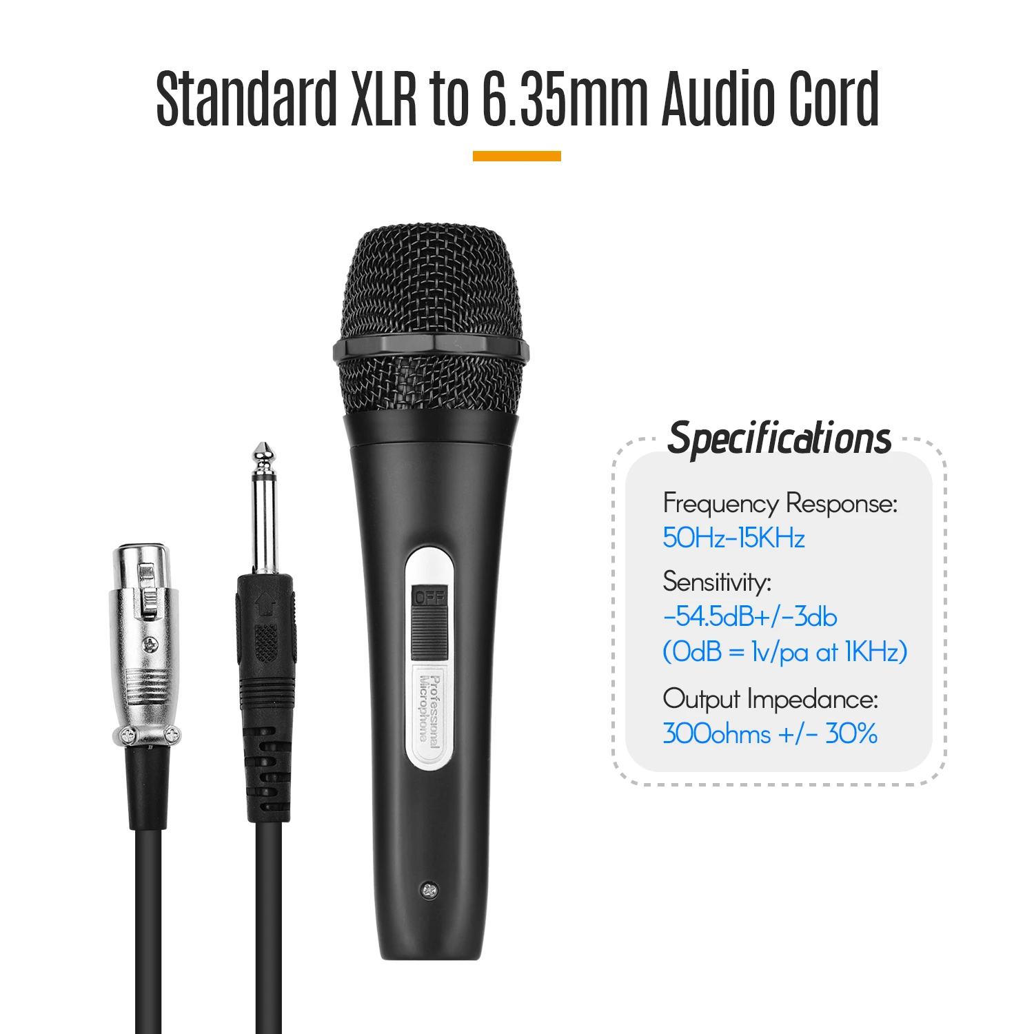 

Handheld Wired Dynamic Microphone Mic XLR Cable 6.35mm Plug for Karaoke Singing Network Broadcast Live Streaming Speech