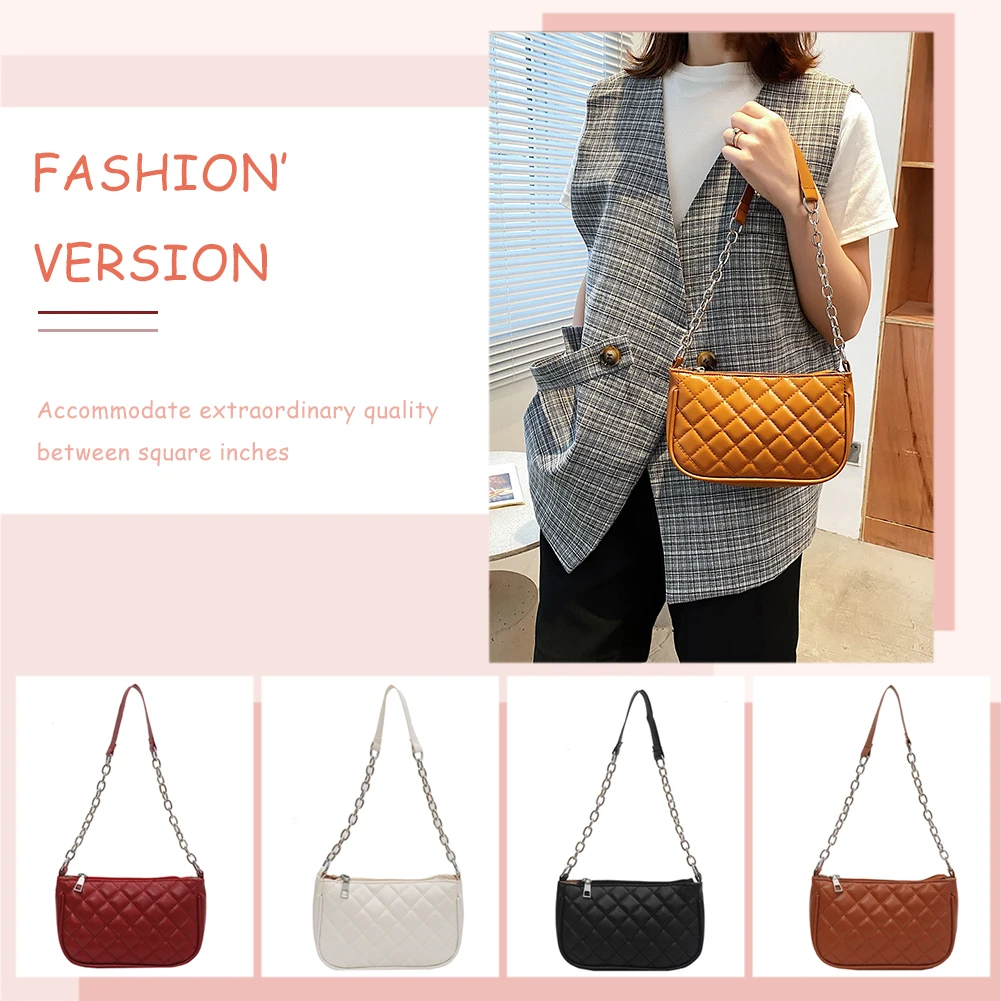 

Ladies Shoulder Bags PU Leather Women Handbag Totes Exquisite Shopping Bag with Diamond Lattice Pattern Printed