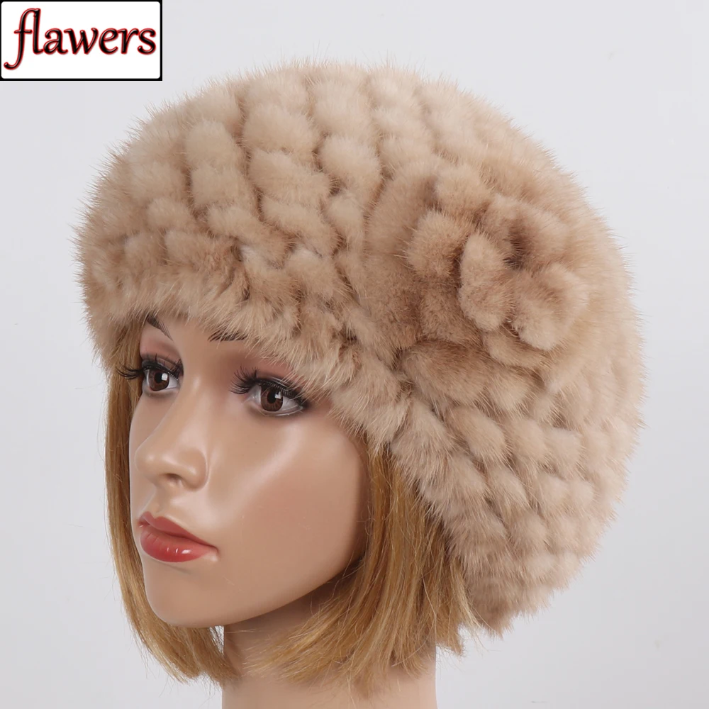 Лидер продаж натуральный ручной вязки меховая шапка из натуральной норки